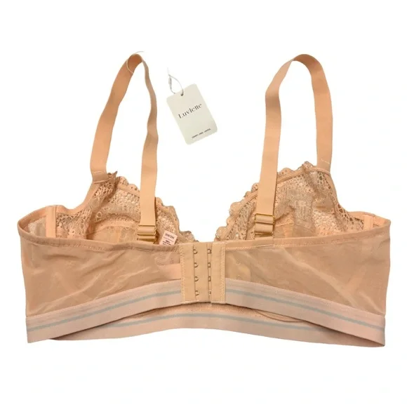 Luvlette Lace Underwire Bra 36E Nude Blush- Gold hardware-NWT - Picture 3 of 5
